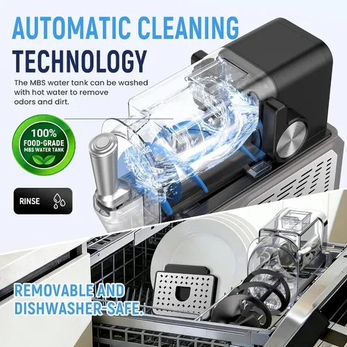 Vista 8 de Máquina de granizado de 85 onzas, máquina de granizado más grande para el hogar, diplay LED, 6 programas preestablecidos, limpieza automática