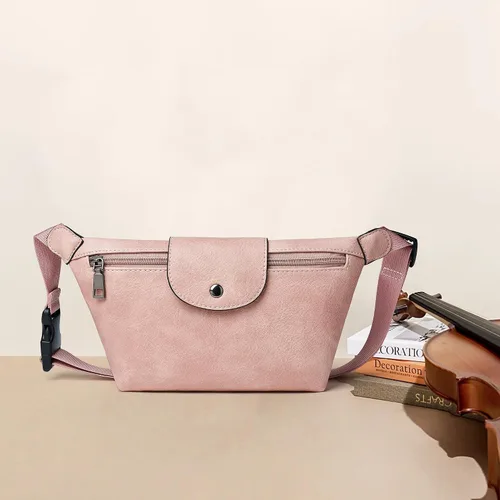 Vista 8 de OPAGE Riñonera de cuero para mujer, riñonera cruzada con correa ajustable, 2-3 Bicolor Rosa