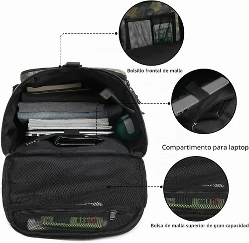 Vista 8 de Mochila de gimnasio de color sólido con compartimento para zapatos, bolsa para lucha libre, con 4 métodos de espalda impermeables para viajes