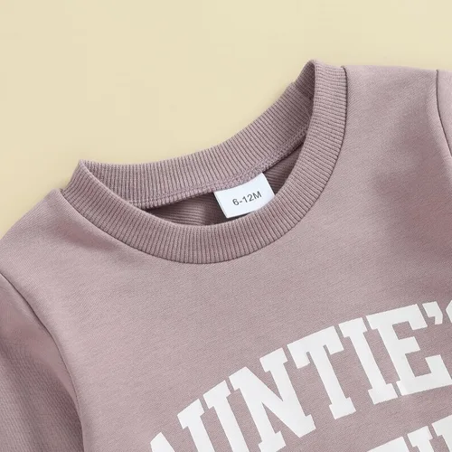 Vista 4 de LXXIASHI Conjunto de 2 piezas de sudadera con cuello redondo para bebé niña y niño, ropa de invierno