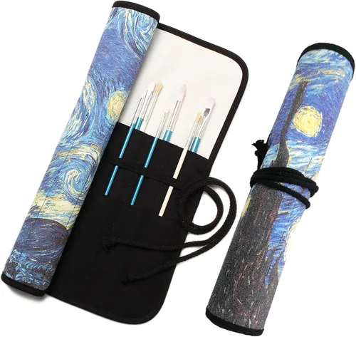 Vista 13 de Funny live Portapinceles para Suministros de Arte, Soporte para Pinceles de Artista y Organizador de Almacenamiento Estuche Bolsa Enrollable