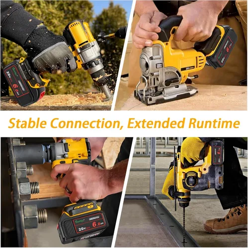 Vista 6 de waitley Batería de repuesto de 20 V 6.0 A compatible con herramientas eléctricas inalámbricas Dewalt DCB200 DCD DCF DCG Series