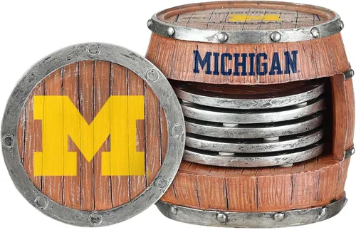 Vista 8 de FOCO NCAA College Team Logo 5-Pack Barril Bebida Bebida Coaster Set