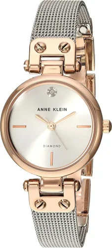Vista 10 de Anne Klein Reloj de pulsera de malla con detalles de diamantes para mujer