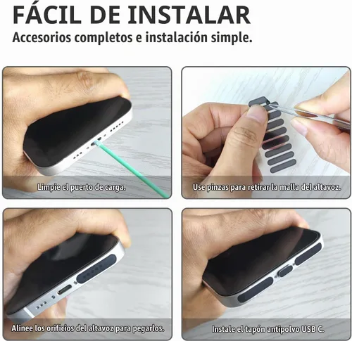 Vista 6 de Enchufe antipolvo USB C, paquete de 4 cubiertas antipolvo USB C tipo C antipolvo, puerto de carga, tapa protectora con cubierta antipolvo