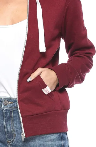 Vista 5 de Urban Look Sudadera con capucha de manga larga con cremallera y forro polar para mujer