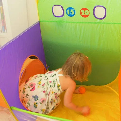 Vista 8 de Alvantor® Tienda de campaña para niños, divertido Toss It Game Zone 3 en 1, túnel de juego desplegable para interiores y exteriores, gran juego
