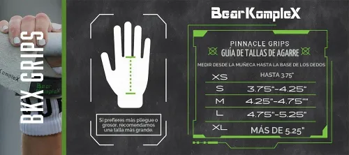 Vista 3 de Bear KompleX 3 Hole Pinnacle Hand Grips for Workouts, Pull-ups, Weightlifting, WOD Gymnastics, Crosstraining Palm Grips with Wrist Wraps, Hand