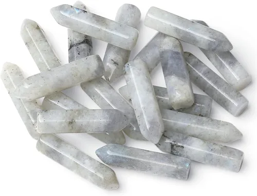 Vista 20 de Juego de 20 piedras de varita de cristales curativos, amatista natural, cuarzo rosa, cuarzo transparente, ojo de tigre, piedras preciosas