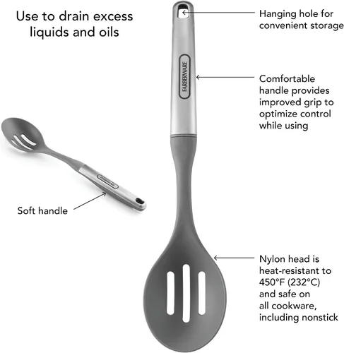 Vista 5 de Farberware Pro Series Pro Series - Utensilios de cocina de acero inoxidable de agarre suave para agitar, colar y servir, nailon resistente al calor