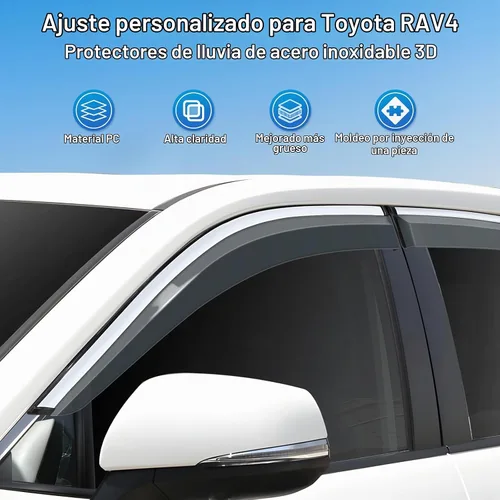 Vista 2 de Sze Protectores de Lluvia Compatibles con RAV4 2019-2023 2024 2025 Deflectores de Ventana Lateral Protectores de Lluvia RAV4 Protector Deflector