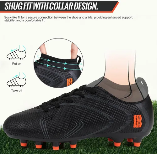 Vista 3 de brooman Zapatos de fútbol para niños y niñas, zapatos de fútbol para exteriores