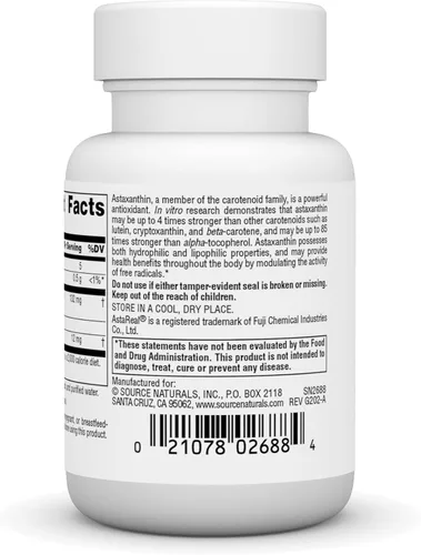 Vista 3 de Source Naturals Astaxantina, carotenoide antioxidante, 12 mg - 30 cápsulas blandas