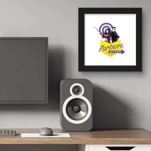 Vista 6 de Trends International Gallery Pops Marvel Hawkeye - Póster de pared de Partners Am I Right, 12 x 12 pulgadas, versión enmarcada en negro Versión