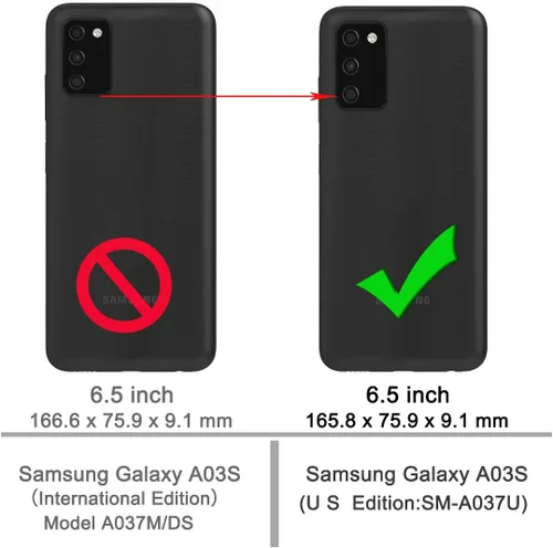 Vista 2 de Osophter Funda para Galaxy A03S con 2 protectores de pantalla que absorbe los golpes, goma TPU flexible, funda protectora para teléfono celular