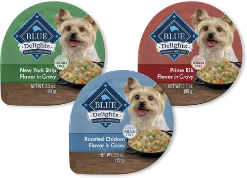 Vista 18 de Blue Buffalo Delicias Copa de alimentos de perro mojada de la raza pequeña adulta natural, sabor de pollo asado en salsa abundante 3.5-oz