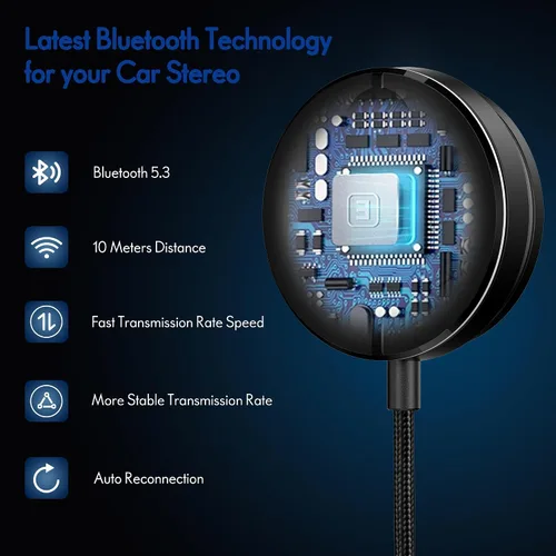 Vista 6 de BESIGN BK01 Kit Bluetooth para coche, receptor auxiliar inalámbrico para llamadas manos libres y transmisión de música con filtro de ruido de bucle