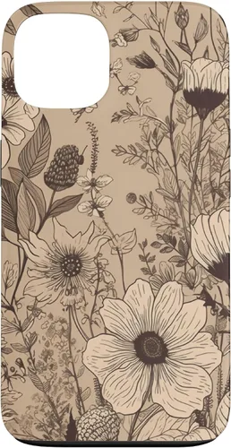 Vista 7 de Funda para iPhone 12 Pro Max Beige Tan Wildflower Floral Minimal Flower Boho
