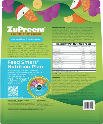Vista 2 de ZuPreem Smart Selects - Alimento para pájaros pequeños, 2 libras, alimentación diaria para periquitos, periquitos, loros