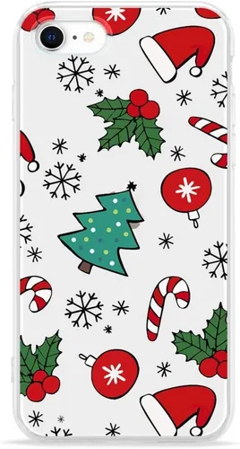 Vista 62 de LCHULLE Compatible con iPhone SE 2022/2020 Funda para iPhone 8 iPhone 7 Funda de Navidad Santa Vacaciones Diseño Transparente Claro Mujeres Hombres
