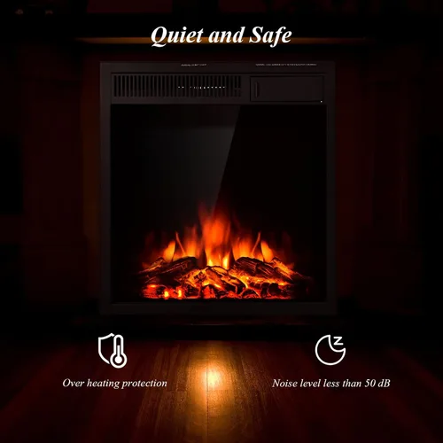 Vista 7 de COSTWAY Insertos de chimenea eléctrica de 22.5 pulgadas, chimenea decorativa empotrada de pared de 1500 W e independiente con control remoto, 7
