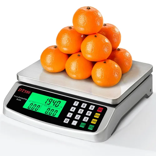 Vista 8 de Gran báscula digital de cocina 40kg/88lb de acero inoxidable, báscula de precios y conteo, báscula para delicatessen con pantalla LCD para hornear