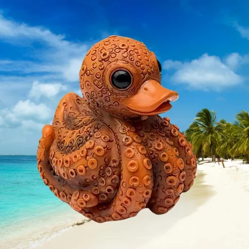 Vista 5 de Figura de pato pulpo – Figura de pato animal de resina, estatua creativa de criatura marina, adorno coleccionable para tablero de instrumentos