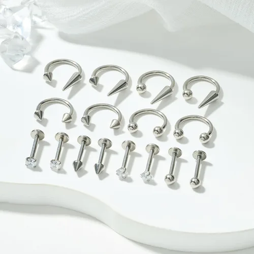 Vista 6 de Zolure 16g Anillos de labio de herradura, joyería labret, anillo de barra de labio, anillo de pico, joyería de mordida de serpiente, pendientes