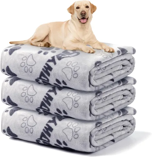 Vista 26 de Manta Suave para Perros para Perros Grandes - Manta Mullida para Mascotas para Gatos y Cachorros, Manta Reversible con Diseño de Huellas de Pata gris