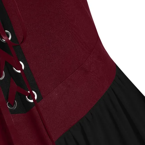 Vista 6 de Vestido gótico para mujer, vestidos de hombros descubiertos de Halloween, talla grande, vestido de manga acampanada, vestido medieval sexy