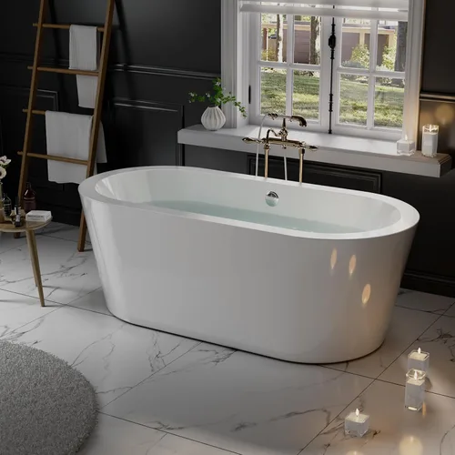 Vista 3 de Empava Bañeras independientes de diseño contemporáneo de lujo de 59 "de lujo para remojar el spa, moderno soporte solo, diseño contemporáneo