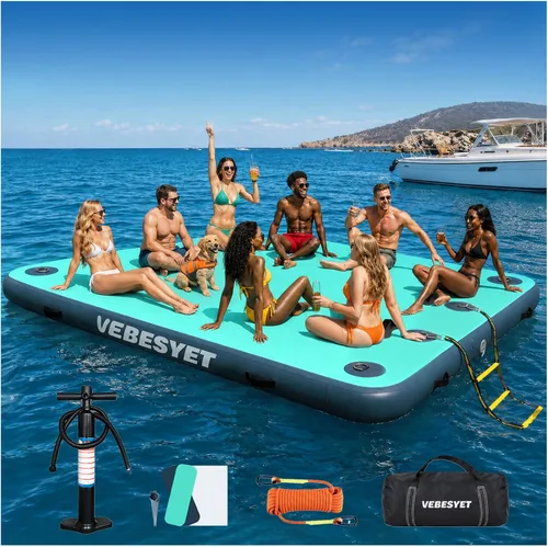 Vista 20 de Plataforma flotante inflable del muelle con la escalera suave Gris claro+negro