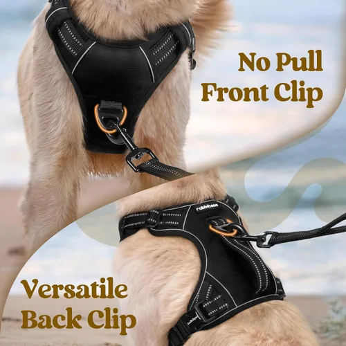 Vista 6 de rabbitgoo Arnés para perro de tamaño pequeño, arnés para mascotas sin tirones con mango acolchado suave, chaleco reflectante ajustable con 3