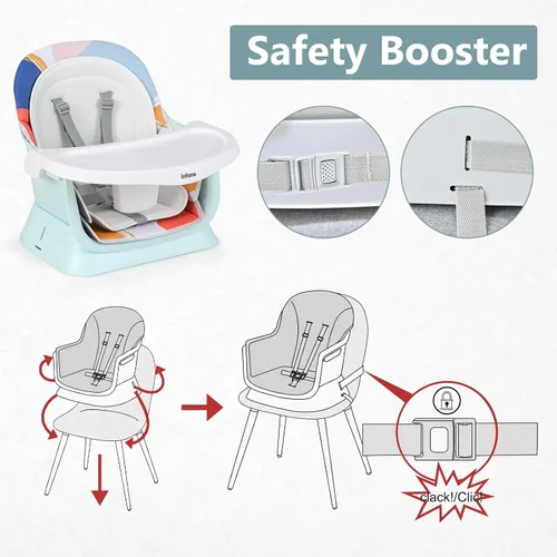 Vista 8 de INFANS Silla alta 8 en 1 para bebés y niños pequeños, asiento elevador Azul bebé