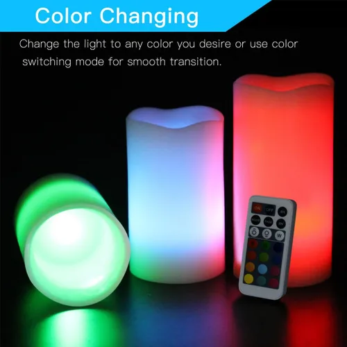 Vista 3 de Novelty Place Velas sin llama con control remoto, parpadeo real y color marfil real, funciona con pilas LED con control remoto y función