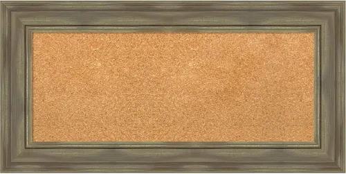 Vista 19 de Amanti Art Natural Cork Board for Wall, 18x24 Vision Board with Grey Wood Frame, Small Corkboard Office Decor for Home Organization, Country Rustic