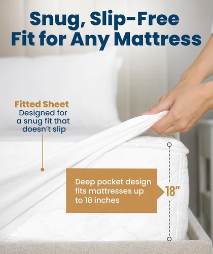 Vista 5 de Everlasting Comfort Protector de colchón prémium tamaño King, impermeable e hipoalergénico, diseño silencioso, funda lavable, bolsillo profundo