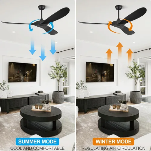 Vista 7 de Ventiladores de techo ABZ sin luces - Ventiladores de techo modernos de 52 pulgadas sin luces con control remoto, ventiladores de techo de 3 aspas