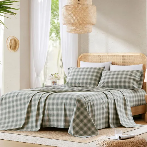Vista 35 de Comfort Spaces Sábanas 100% Algodón Twin XL, Transpirables, Naturalmente Frescas, Sábanas de Algodón Suave con Bolsillo Elástico de 14 Pulgadas que