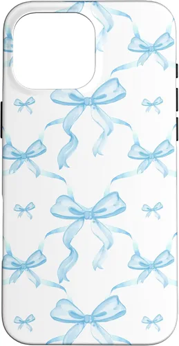 Vista 19 de Cintas y lazos estéticos de color azul claro para iPhone 16 en estuche de acuarela