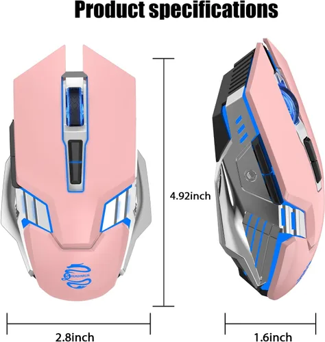 Vista 7 de Ratón inalámbrico Bluetooth, mouse multidispositivo recargable silencioso, BT5.03.0 y USB inalámbrico, ratones de computadora con luz RGB