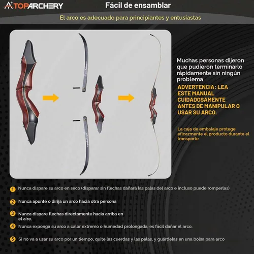 Vista 6 de TOPARCHERY Arco recurvo desmontable de caza de 60" y juego de flechas para adultos, práctica, competencia, kit de arco largo de 30-50 libras con 6