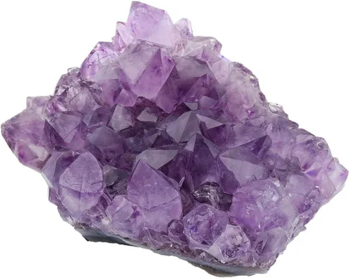 Vista 4 de Nupuyai Piedra de muestra de racimo de amatista natural para decoración del hogar, figuras de geoda de cuarzo de cristal crudo para decoración
