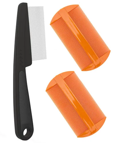 Vista 10 de Peine para la caspa, peine de dientes finos para el cuero cabelludo, peine de desintoxicación para piojos para mujeres, hombres y niños, acero