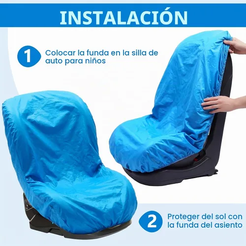 Vista 6 de Bbto 2 piezas de fundas para asiento de automóvil, protector de calor para Azul