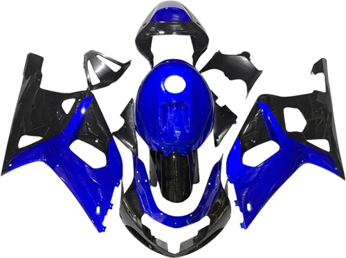 Vista 18 de Kit de carenado de llama azul negro de plástico ABS para Suzuki GSXR600 GSXR750 K1 2000-2003 Carenados GSX-R600 GSX-R750 2001 2002 2003 Inyección