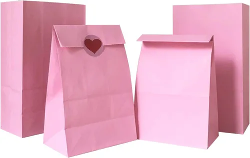 Vista 10 de Artseen Bolsas de papel de recuerdo de fiesta para fiestas y celebraciones, bolsas de papel tratadas de 5.10 x 3.10 x 9.4 pulgadas (24 unidades)