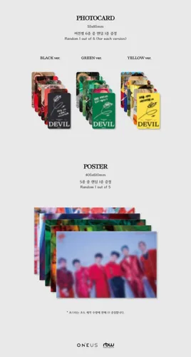 Vista 6 de Oneus Devil 1st Album Random Version 16p Lyrics Book+96p PhotoBook+1p Hidden Card+2p PhotoCard+Message PhotoCard SET+Tracking Kpop Sealed