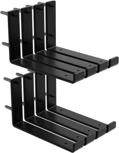 Vista 8 de Paquete de 8 soportes de estante de 7.25 pulgadas de largo x 4 pulgadas de alto x 1.5 pulgadas de ancho, soporte de estante flotante de hierro