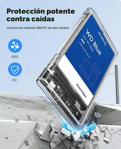 Vista 5 de ORICO Caja de disco duro externa de 2.5 pulgadas, SATA a USB C 3.1 de 6Gbps, para HDD/SSD de 7/9.5mm, soporte UASP hasta 6TB -2139C3-CR